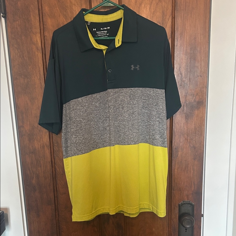 Under Armour Men's Polo in Black, Gray, and Yellow